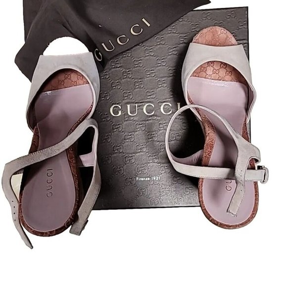 GUCCI Monogram Pattern Pink Suede Espadrilles 9.5 Pre-Loved - Picture 12 of 15